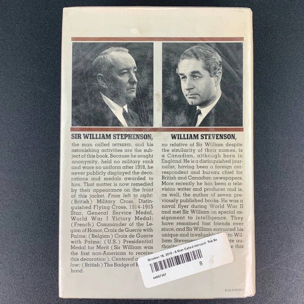 A Man Called Intrepid: The Secret War by William Stevenson. 1976.